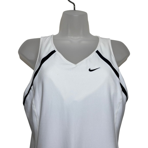 Nike Dresses & Skirts - Nike Fit Dry White Black Trim Mini Swoosh Athletic Tennis Dress Womens Medium‎